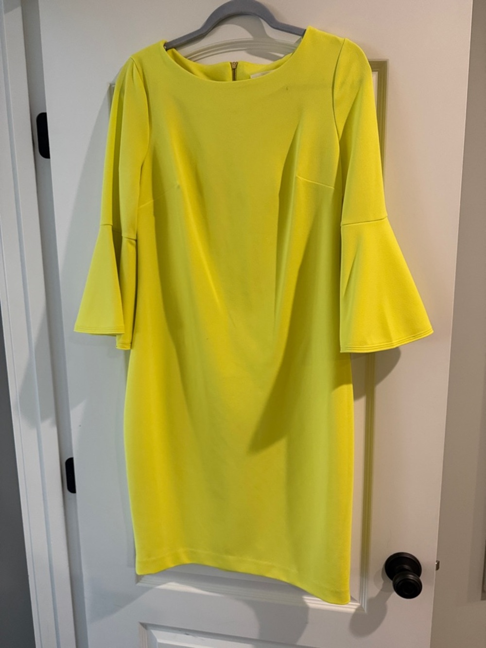 Calvin Klein Bright Yellow Bell-Sleeve Shift Dress size 12